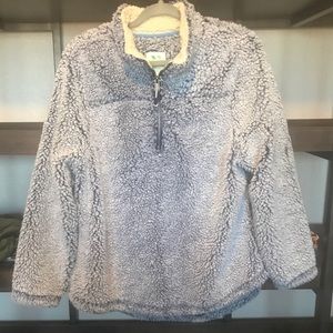 Blue Sherpa quarter zip jacket